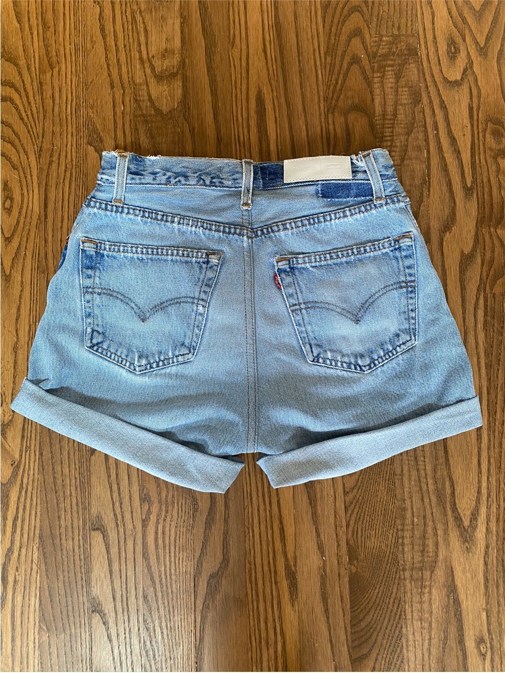 RARE Re/Done Light Blue Double Yoke Denim Shorts